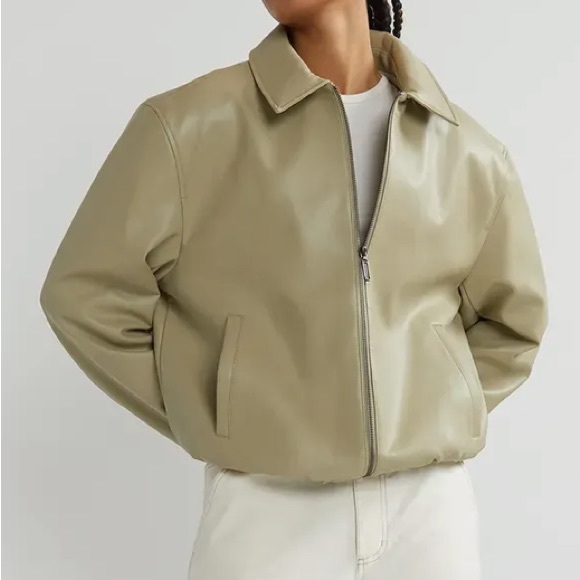 OAK+FORT Vegan Leather Bomber Jacket - Elm - Picture 2 of 3